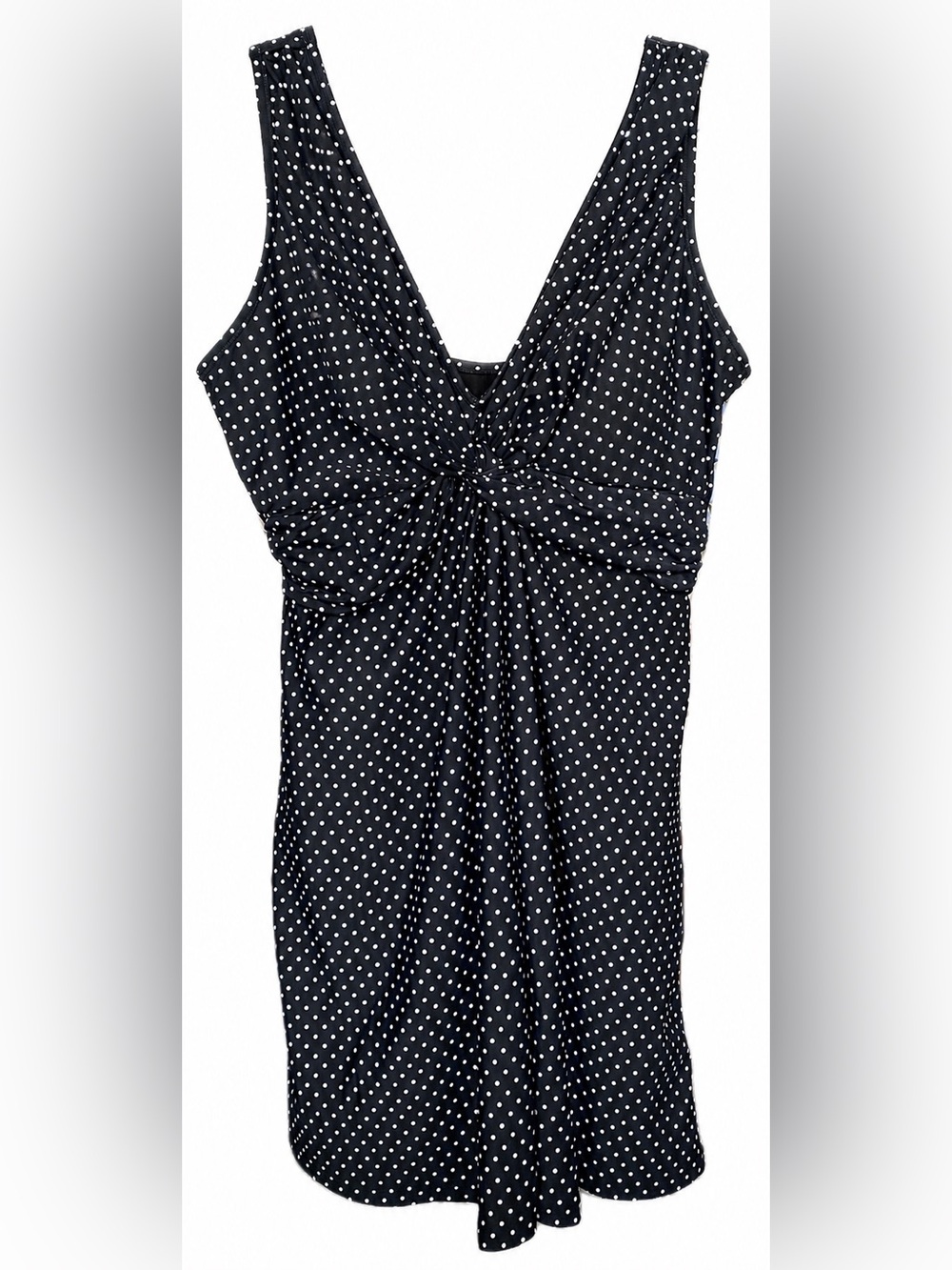 Miraclesuit Swim Dress Black & White Polka Dot Twist-Front 14